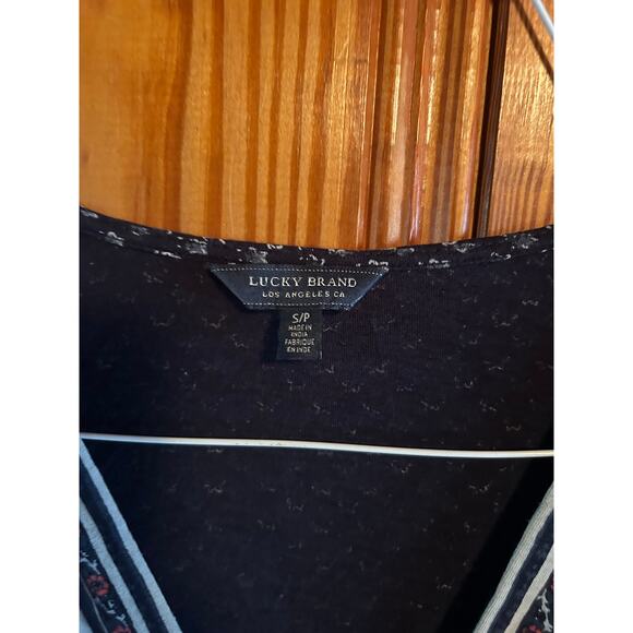 Lucky brand women’s navy blue patterned blouse boho size small - Picture 3 of 3